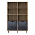 Artiss Bookshelf 4 Drawer Oak Blue Storage Organiser Unit