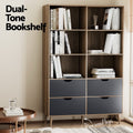 Artiss Bookshelf 4 Drawer Oak Blue Storage Organiser Unit