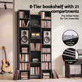 Artiss Bookshelf Display Shelves CD DVD Storage Rack Tall Bookcase Black