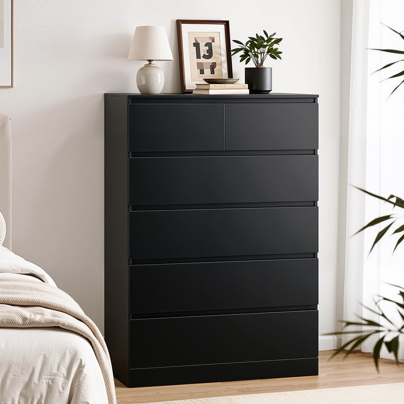 Artiss 6 Drawer Chest Tallboy PEPE Black