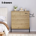 Artiss ARNO 5 Drawer Chest Pine Wood Storage Cabinet