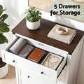 Artiss 5 Chest of Drawers Storage Tallboy White & Walnut