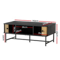 Artiss Coffee Table Sliding Drawer Black