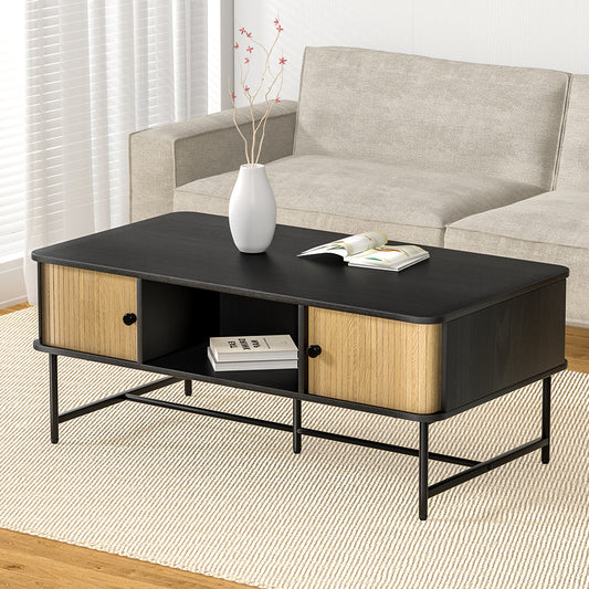 Artiss Coffee Table Sliding Drawer Black