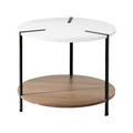 Artiss Round Coffee Table Side Table White Cedric