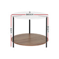 Artiss Round Coffee Table Side Table White Cedric