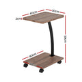Artiss C Shaped Coffee Table Black White Oak Modern