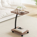 Artiss C Shaped Coffee Table Black White Oak Modern