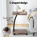 Artiss C Shaped Coffee Table Black White Oak Modern