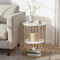 Artiss Coffee Table 2-Tier Round Marble Effect White&Gold