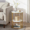 Artiss Coffee Table 2-Tier Round Marble White Gold