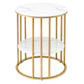 Artiss Coffee Table 2-Tier Round Marble White Gold