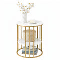 Artiss Coffee Table 2-Tier Round Marble White Gold