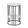 Artiss Round Coffee Table 2-Tier Marble Effect