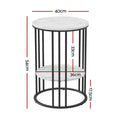 Artiss Round Coffee Table 2-Tier Marble Effect