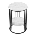 Artiss Round Coffee Table 2-Tier Marble Effect