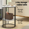 Artiss Round Coffee Table 2-Tier Marble Effect