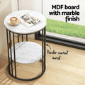 Artiss Round Coffee Table 2-Tier Marble Effect