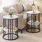 Artiss Set of 2 Round Side Table Marble Effect 2-Tier Coffee