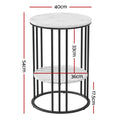 Artiss Set of 2 Round Side Table Marble Effect 2-Tier Coffee