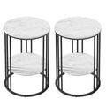 Artiss Set of 2 Round Side Table Marble Effect 2-Tier Coffee