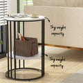 Artiss Set of 2 Round Side Table Marble Effect 2-Tier Coffee