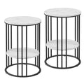 Artiss Set of 2 Round Side Table Marble Effect 2-Tier Coffee