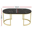 Artiss Marble Effect Coffee Table Black