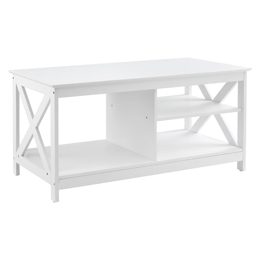 Artiss Coffee Table White Storage Shelf Drawer