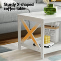 Artiss Coffee Table White Storage Shelf Drawer