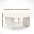 Artiss Round Coffee Table High-Gloss Center Table Minimalist Living Room Furniture 78x35cm Cream White