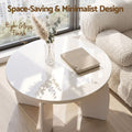 Artiss Round Coffee Table High-Gloss Center Table Minimalist Living Room Furniture 78x35cm Cream White