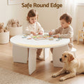 Artiss Round Coffee Table High-Gloss Center Table Minimalist Living Room Furniture 78x35cm Cream White