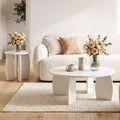 Artiss Round Coffee Table High-Gloss Center Table Minimalist Living Room Furniture 78x35cm Cream White