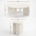 Artiss Coffee Table Set of 2 High Gloss Round Side Bedside Table Wood Living Room Cream