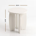 Artiss Round End Table High-Gloss Small Coffee Table Side Bedside Nightstand 40x45cm Cream white