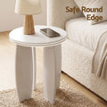 Artiss Round End Table High-Gloss Small Coffee Table Side Bedside Nightstand 40x45cm Cream white