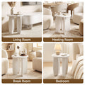 Artiss Round End Table High-Gloss Small Coffee Table Side Bedside Nightstand 40x45cm Cream white