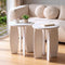 Artiss Round End Table Set Of 2 High-Gloss Coffee Table Bedside Nightstand 40x45cm Cream white