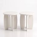 Artiss Round End Table Set Of 2 High-Gloss Coffee Table Bedside Nightstand 40x45cm Cream white