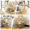 Artiss Side Table Marble Finish Coffee Table Nightstand Storage Shelf White&Gold