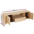 Artiss 180cm TV Unit Storage Cabinet Drawers Pine Wood