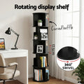 Artiss 5 Tier Round Swivel Bookshelf Black Display Stand