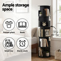 Artiss 5 Tier Round Swivel Bookshelf Black Display Stand