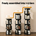 Artiss 5 Tier Round Swivel Bookshelf Black Display Stand