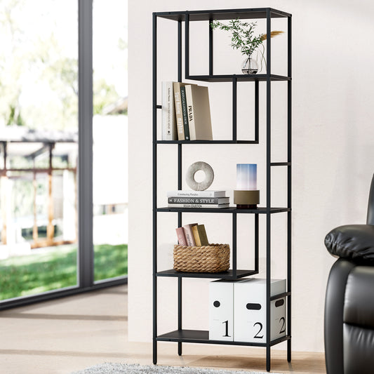 Artiss 5 Tier Bookshelf Black RHYS