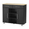 Artiss Kitchen Island Trolley 100cm Black Rolling Storage Cart Drawer