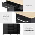 Artiss Kitchen Island Trolley 100cm Black Rolling Storage Cart Drawer