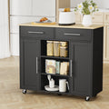 Artiss Kitchen Island Trolley 100cm Black Rolling Storage Cart Drawer
