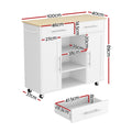 Artiss Kitchen Island Trolley 100cm White Rolling Storage Cart